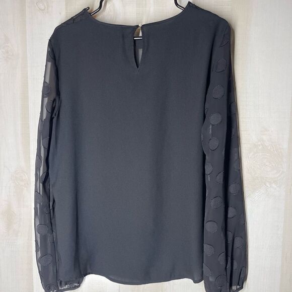 Calvin Klein new black long sleeve see through sleeve,‎ top blouse, size large - Picture 14 of 14